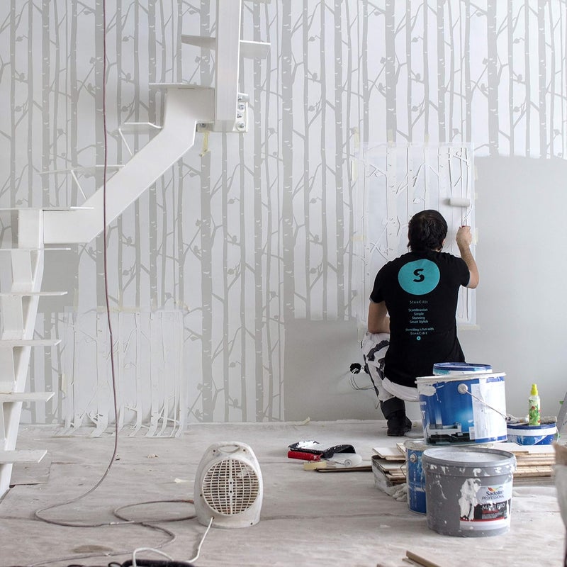 STENCILIT ® Birch Forest Wall Stencil - XL Stencil 24x37 in, Tree Wall Stencils for Painting Large Pattern, Modern Large Wall Stencils Boho - Image 3